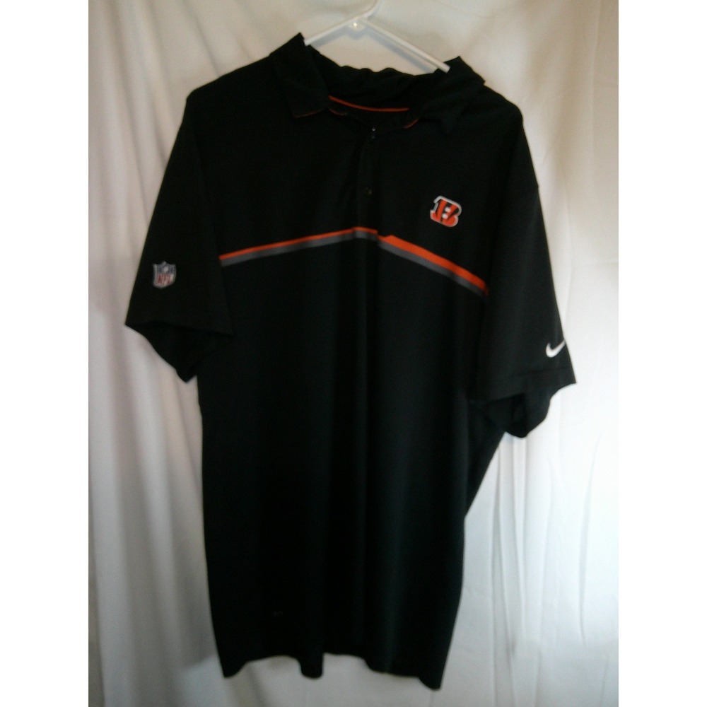 Vintage Nike‎ NFL Cincinnati Bengals Polo Shirt Athletic Fit Performance Blk XXL